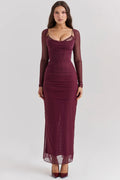wine maxi dress