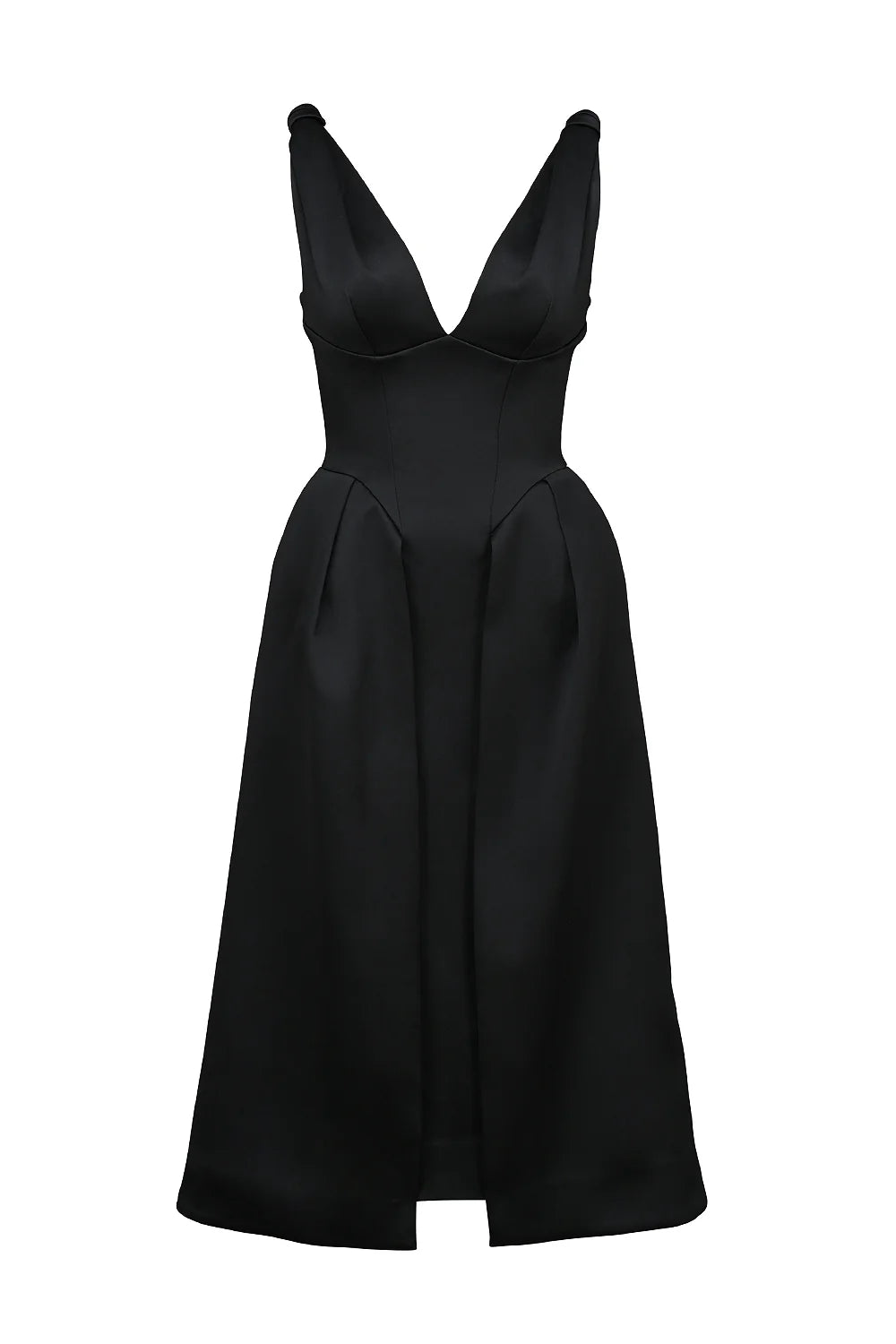 black satin twist strap midi dress - sale