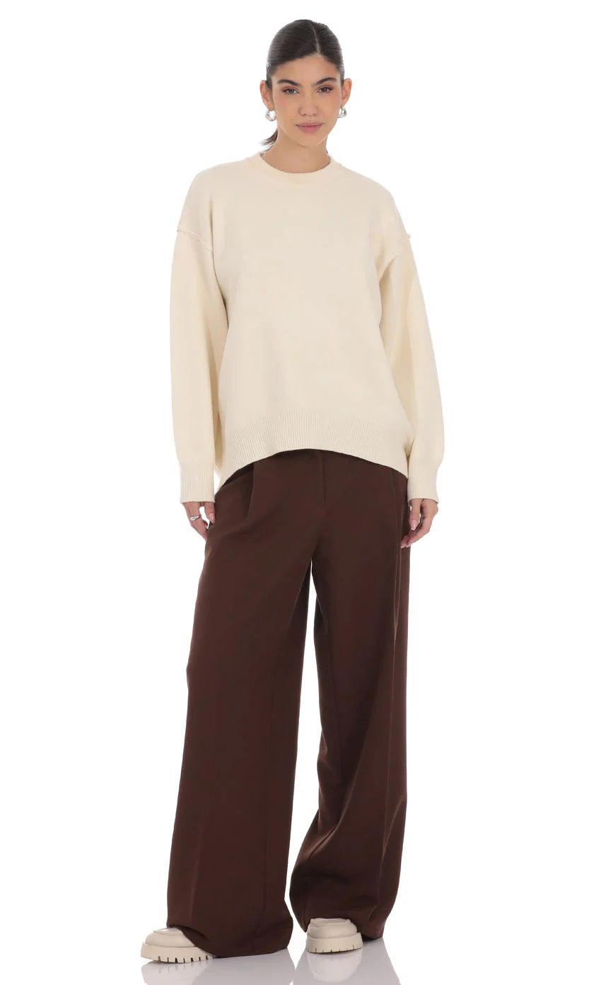 Oversized Knit Jumper in Ivory