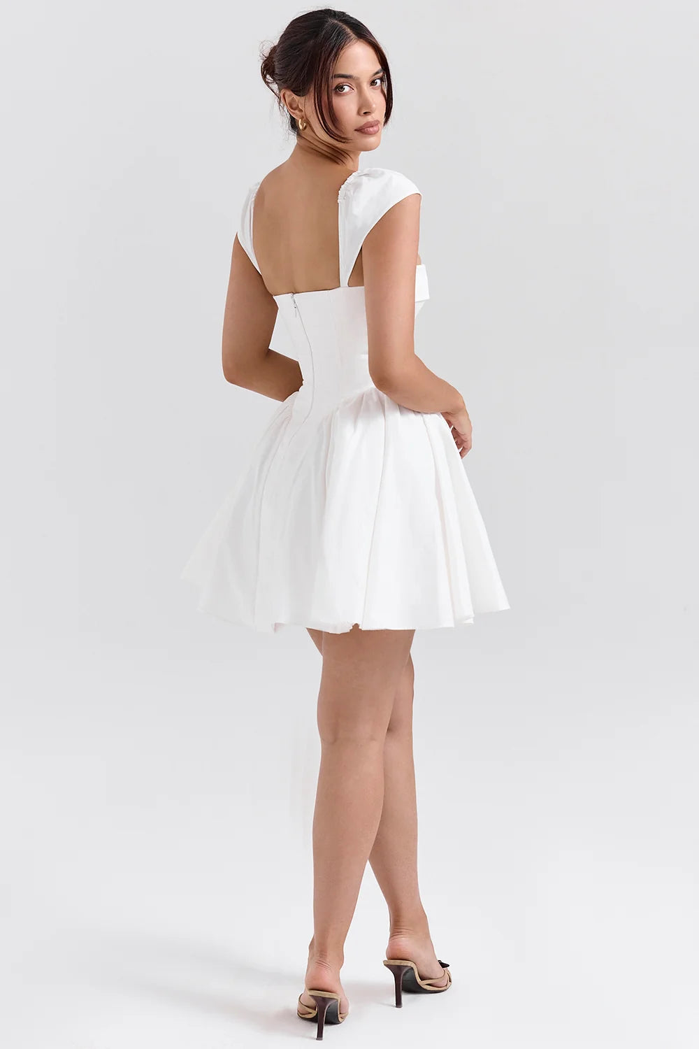 white cotton corset mini dress
