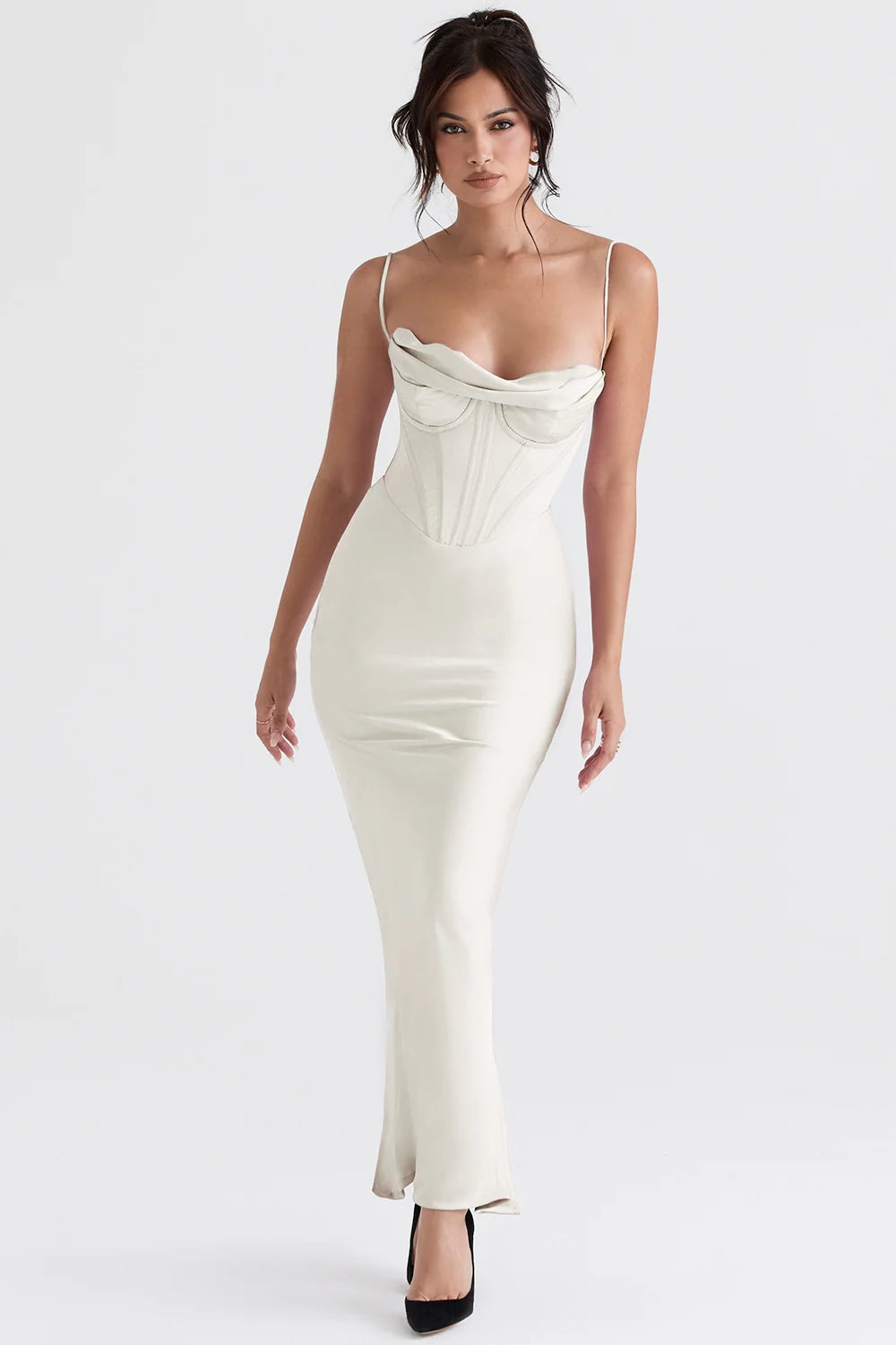 ivory corset maxi dress