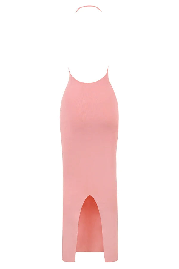 apricot plunge maxi dress