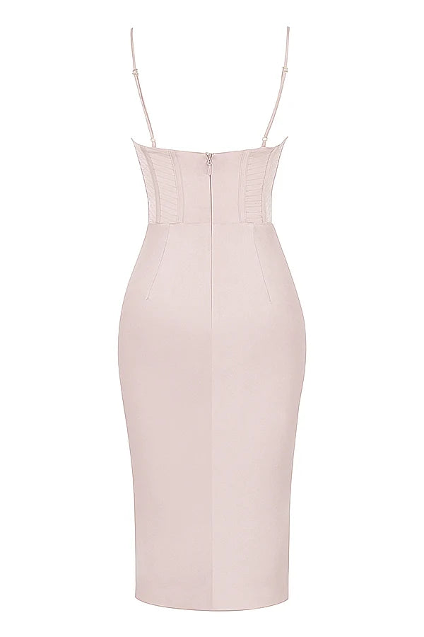 crystal satin corset midi dress