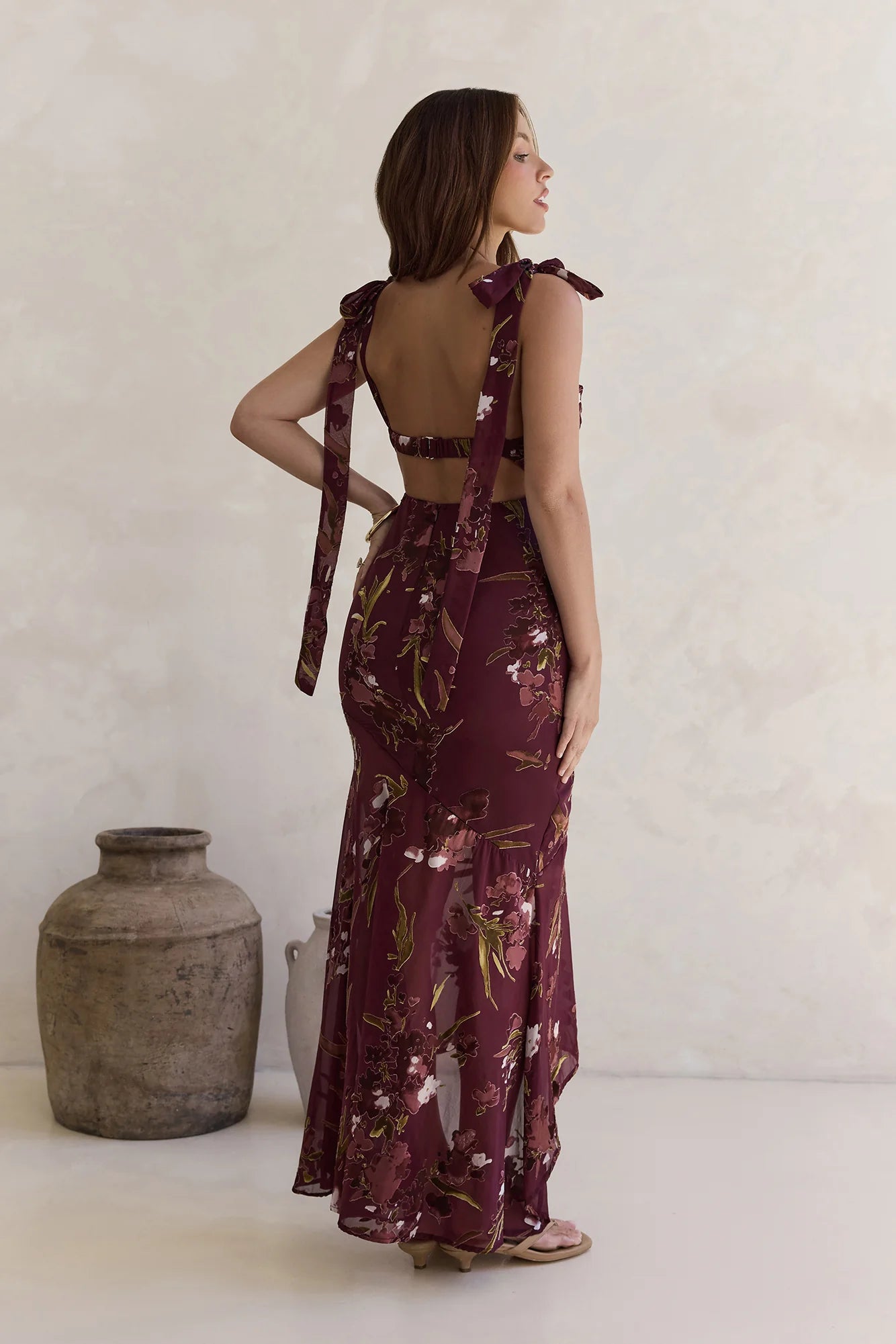 Night Garden Maxi Dress Burgundy