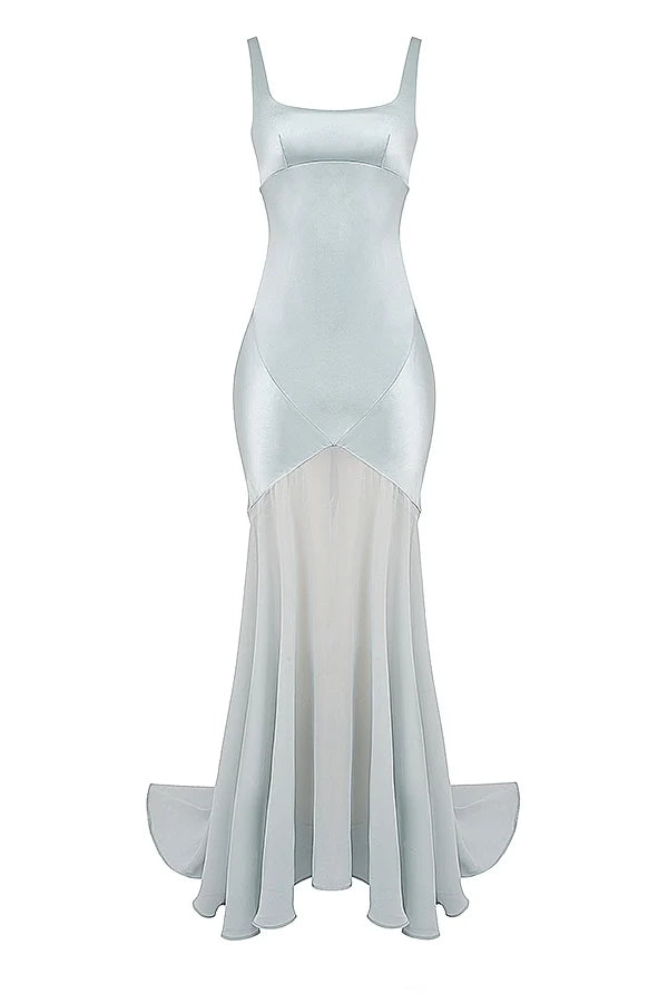 pistachio chiffon floor length gown