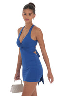 Twist Open Back Dress in Royal Blue