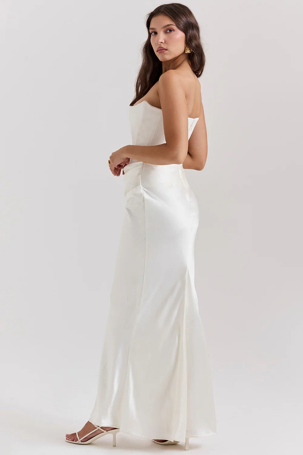 ivory strapless corset dress