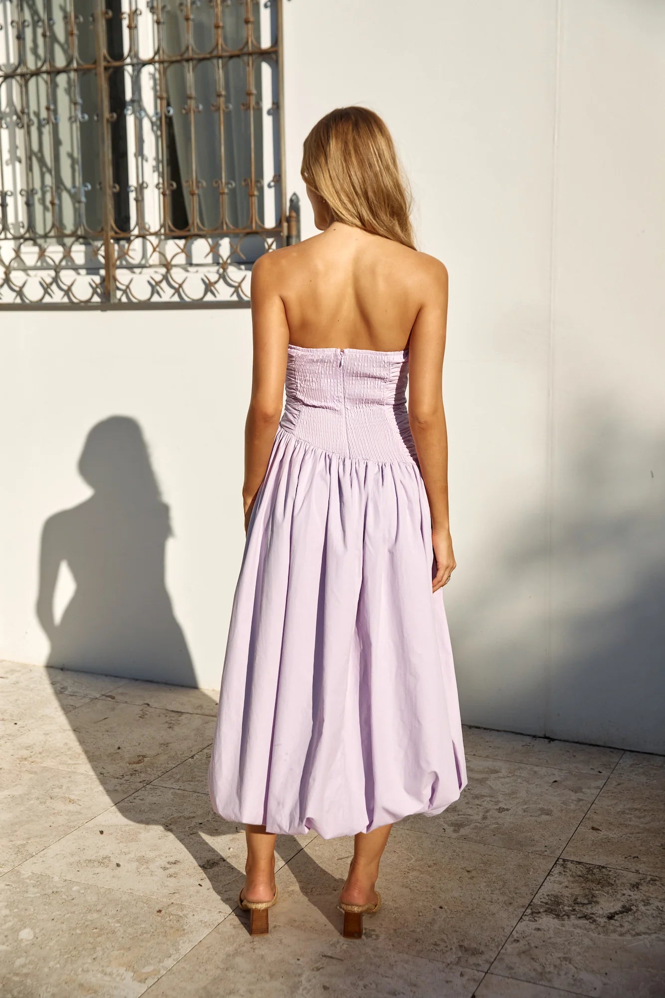 See You Tonight Bubble Hem Midi Dress Lilac