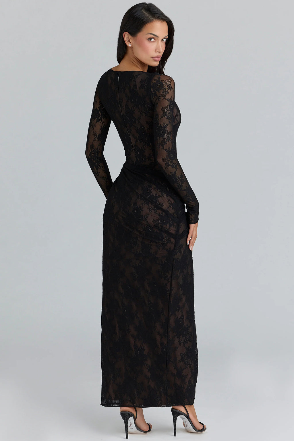black lace asymmetric maxi dress - limited edition
