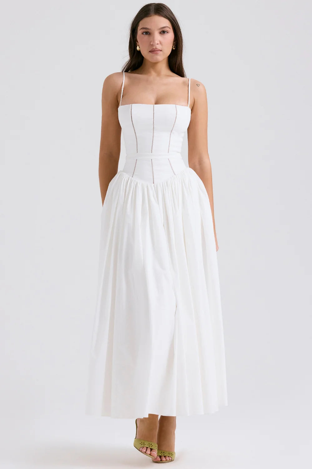 white cotton maxi sundress