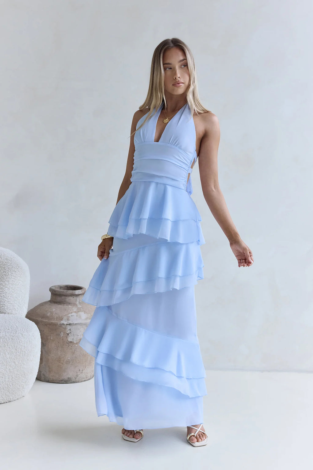 Path Of Fate Halter Maxi Dress Blue