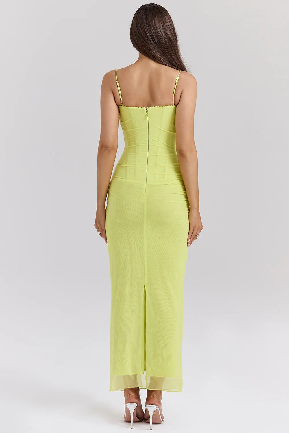 acid lime corset maxi dress