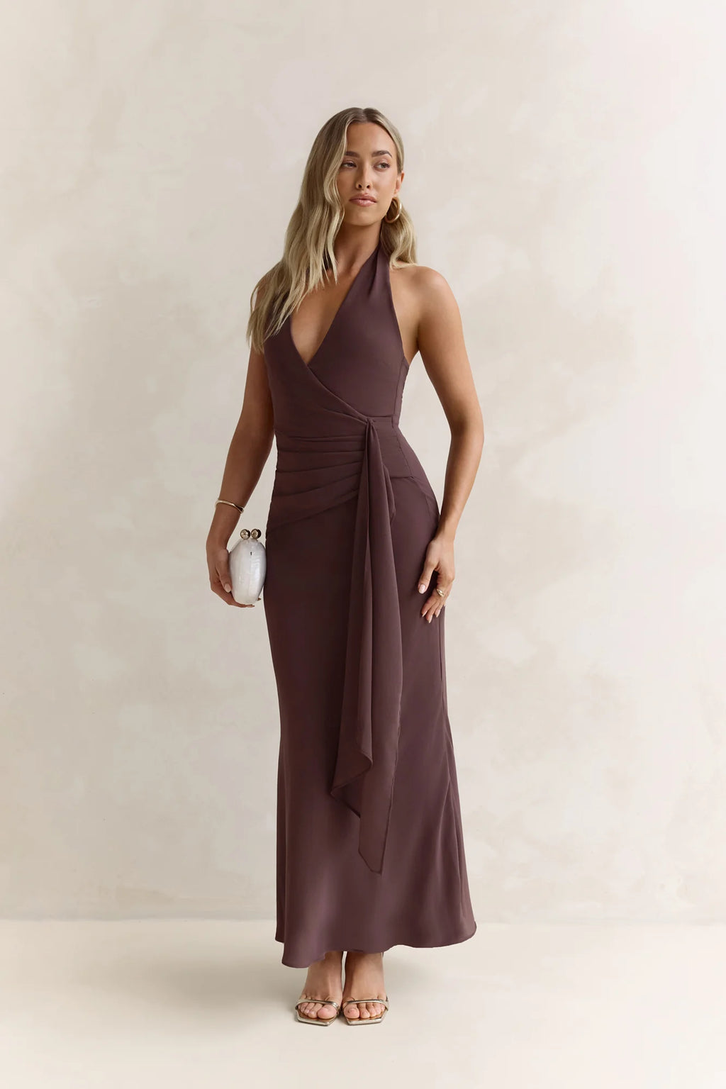 Run To You Halter Maxi Dress Brown