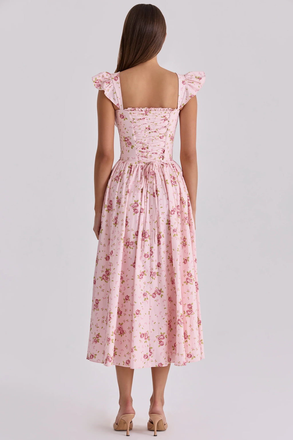 pink vintage rose cotton midi sundress