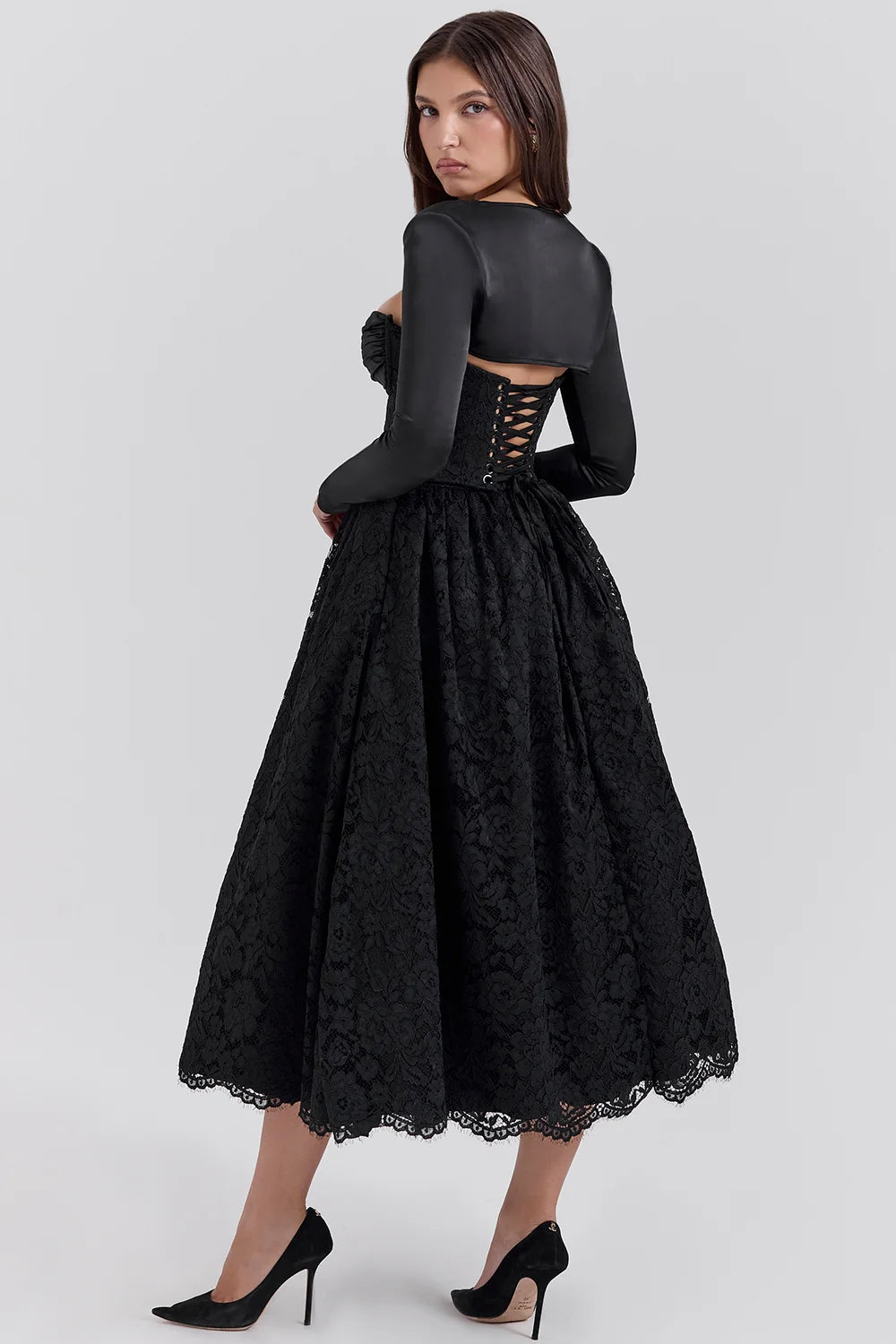 black lace corset, skirt and bolero - sale