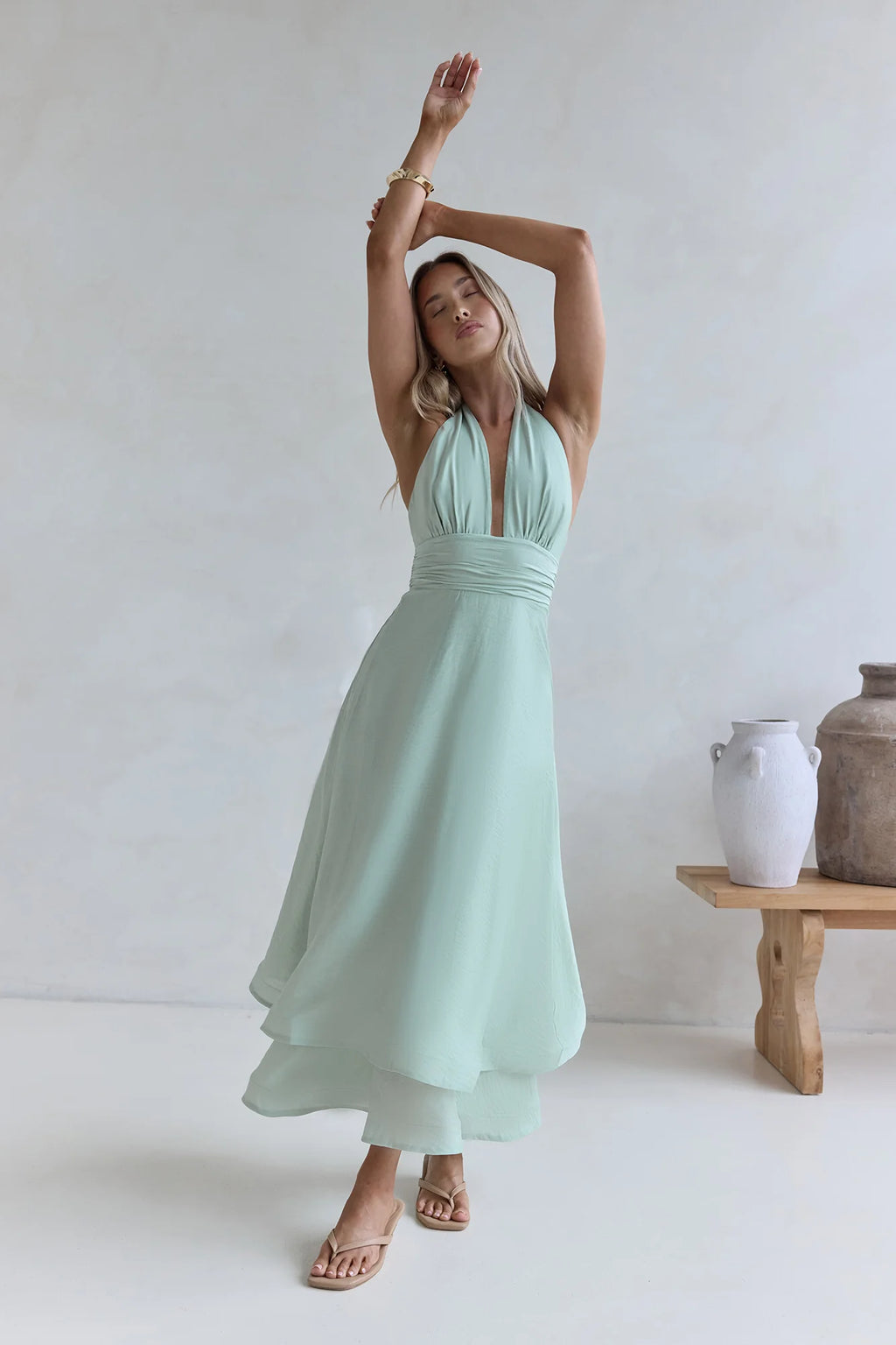 City Lights Calling Maxi Dress Green