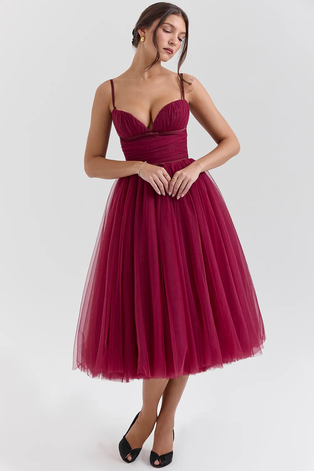 cabernet tulle midi dress - sale