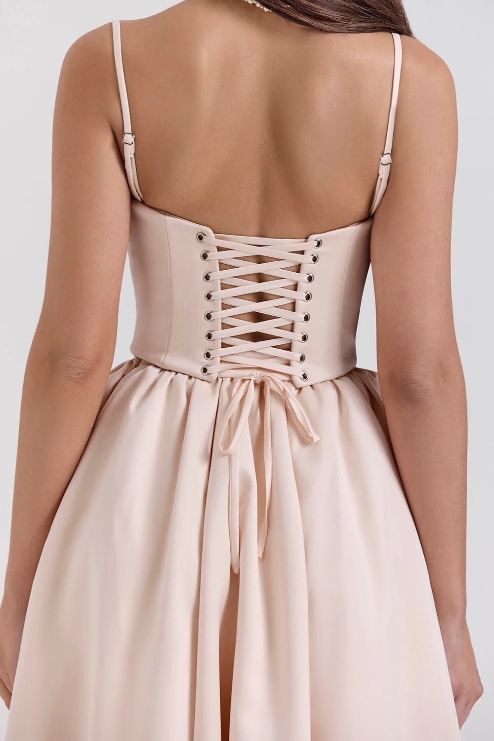 peach satin corset and skirt - sale