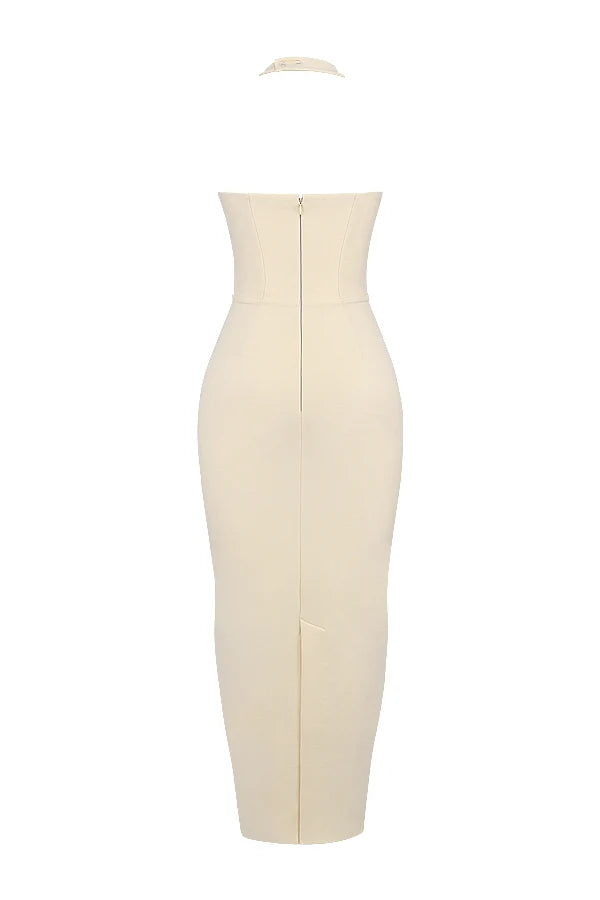 ecru halter maxi dress
