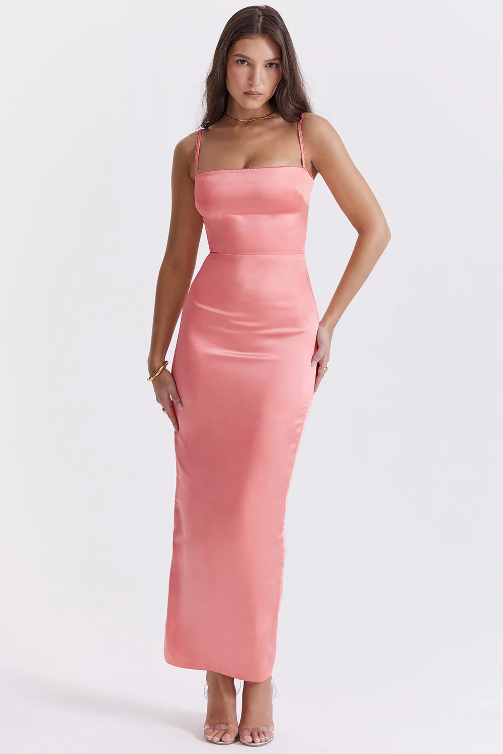 bright peach maxi dress