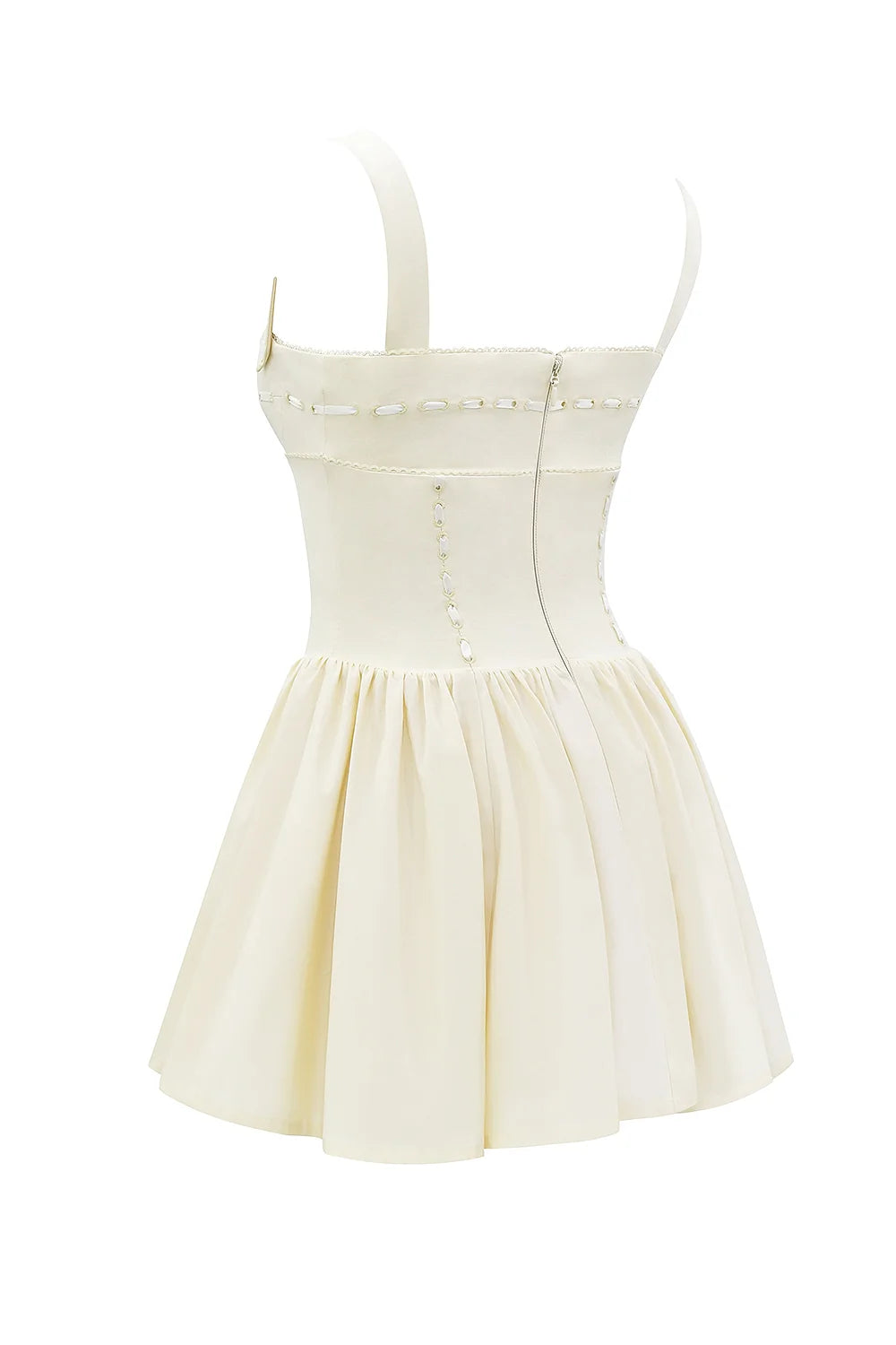 buttermilk ribbon detailed mini dress