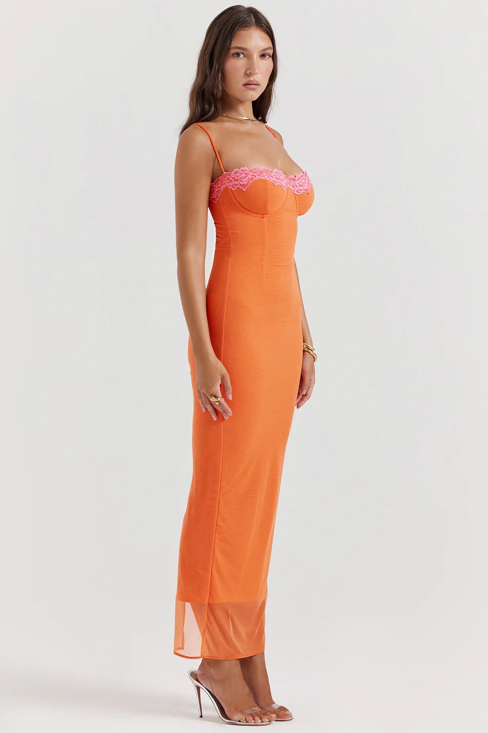 flame orange maxi dress