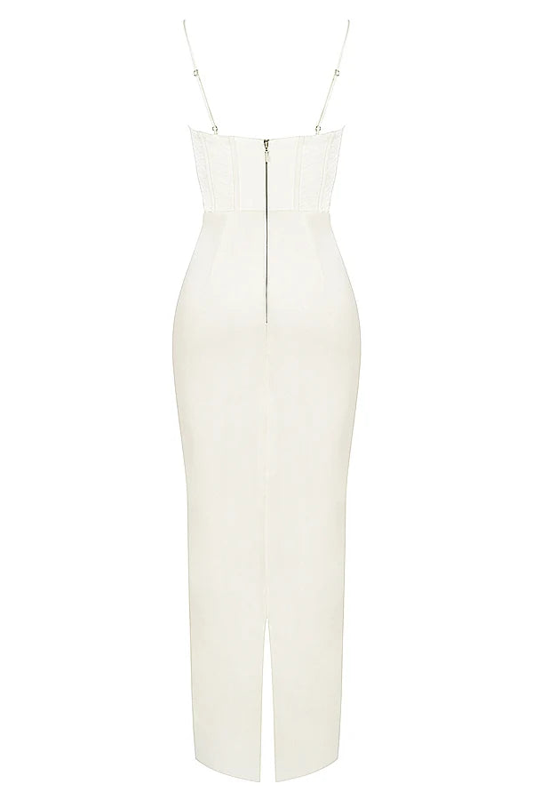 ivory corset maxi dress