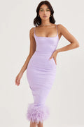 orchid satin midi dress