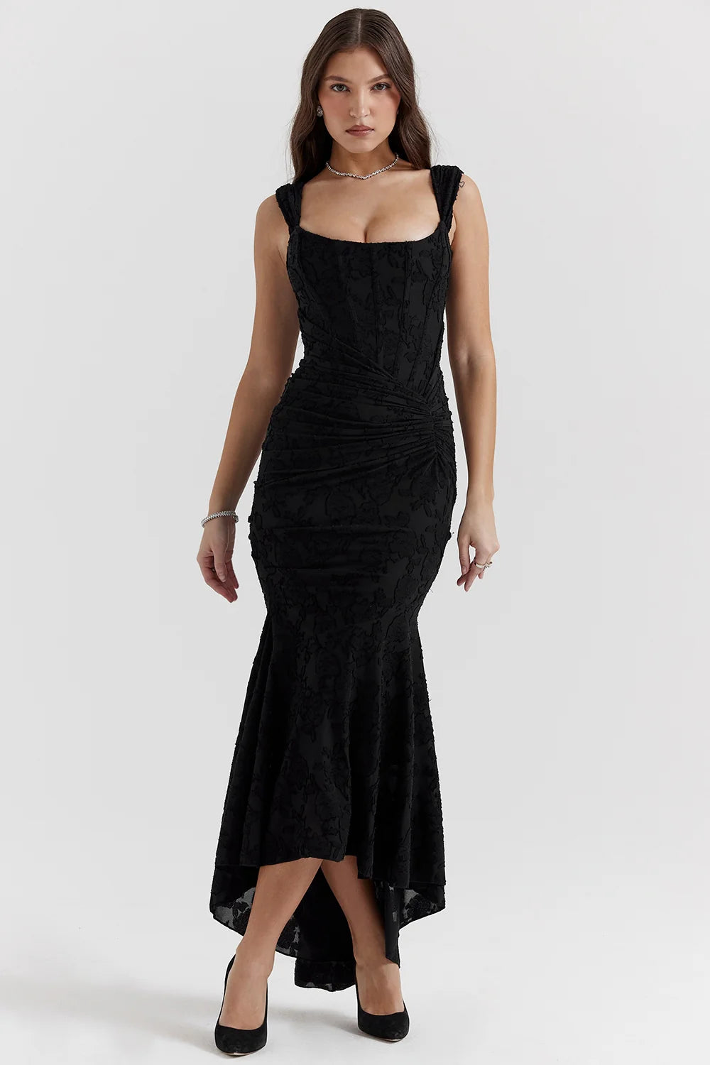 black floral maxi dress