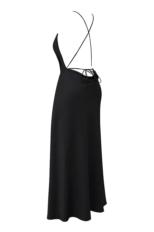 black thigh slit maxi dress