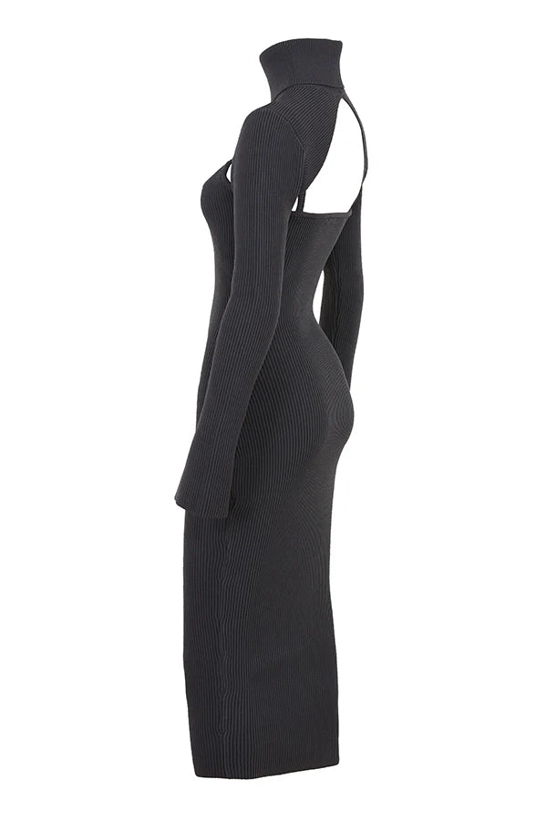 charcoal knit midi dress - sale