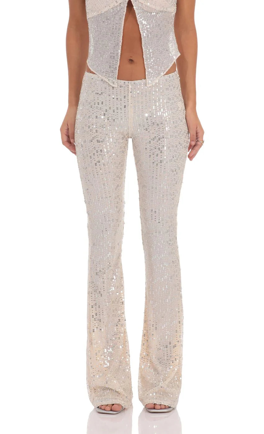 Flyaway Sequin Two Piece Set in Champagne