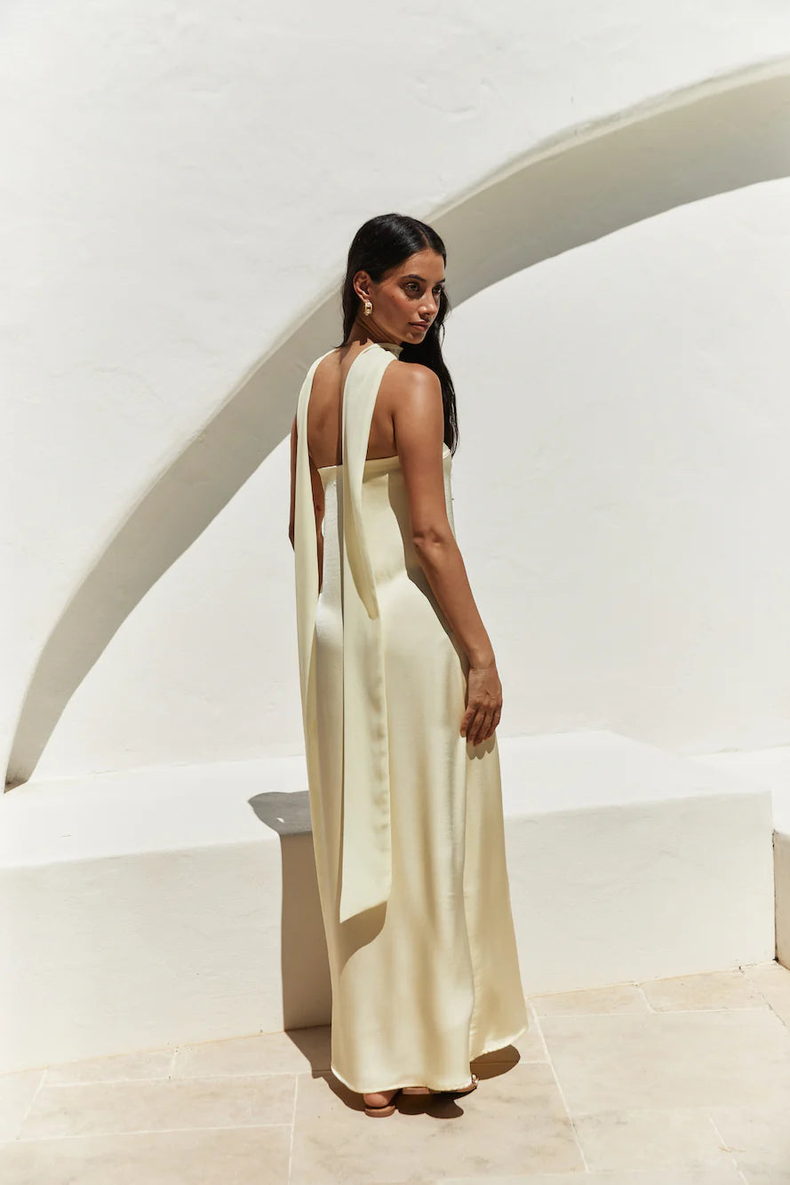 Radiant Rhythm Strapless Maxi Dress Yellow