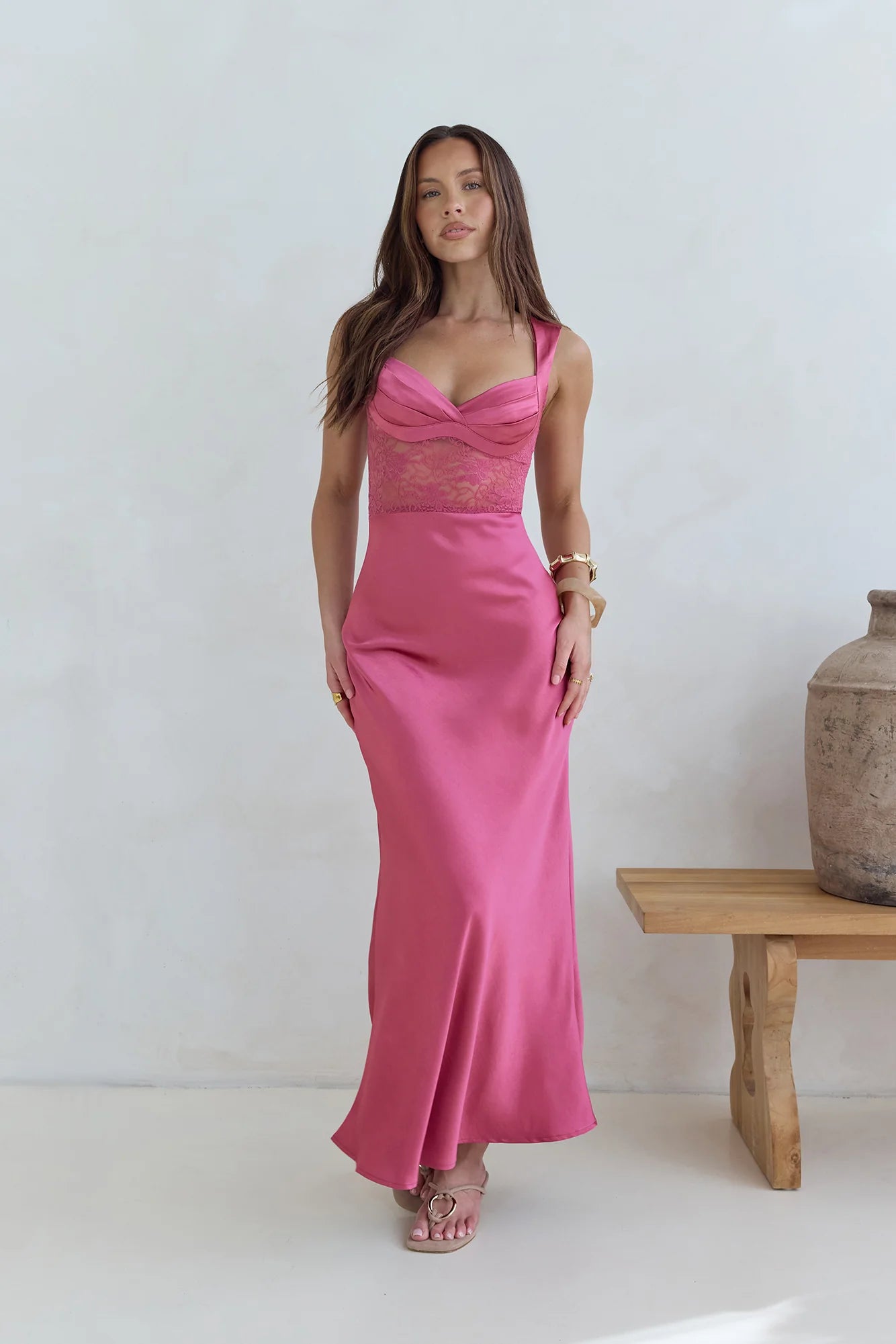 Milos Nights Midi Dress Rose