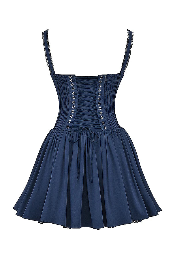 french navy corset mini dress