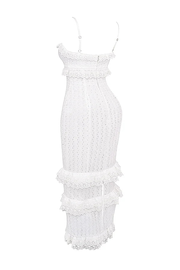 white broderie maxi dress