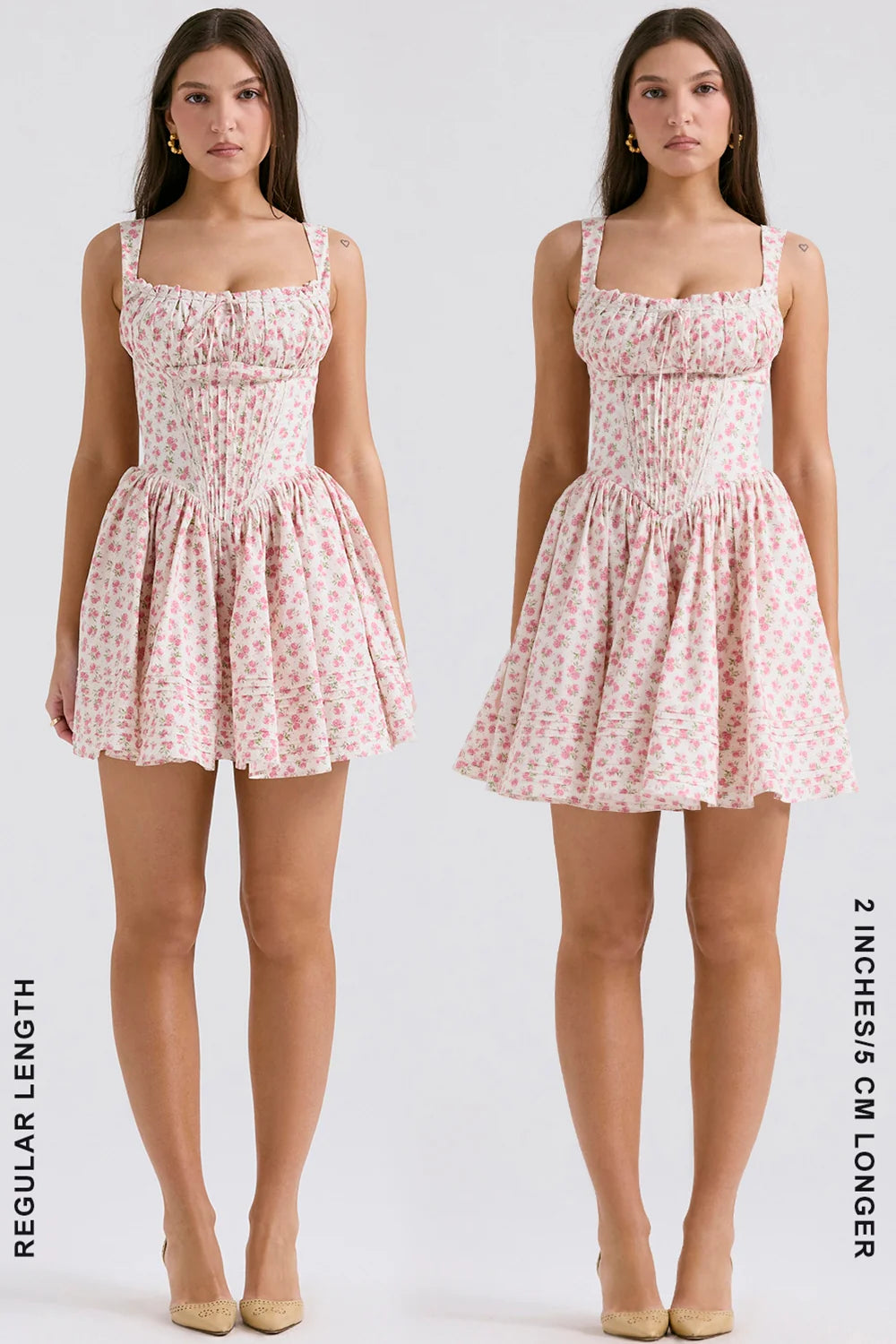 white rosebud print cotton mini dress