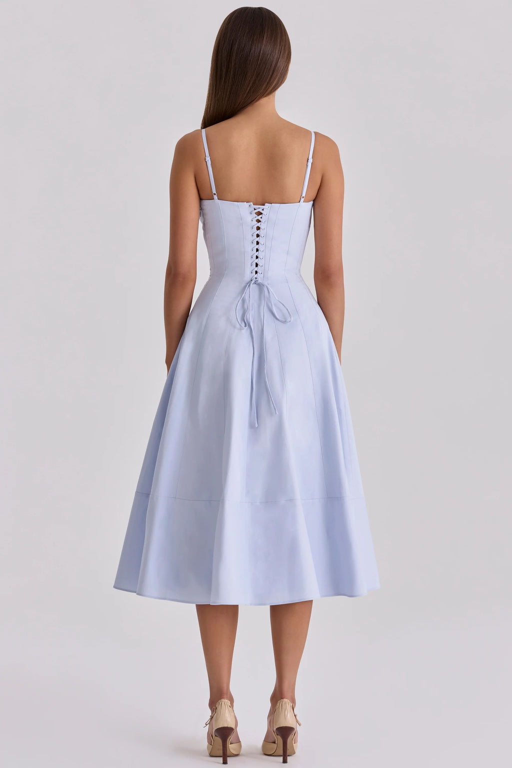 bluebell lace up cotton midi sundress