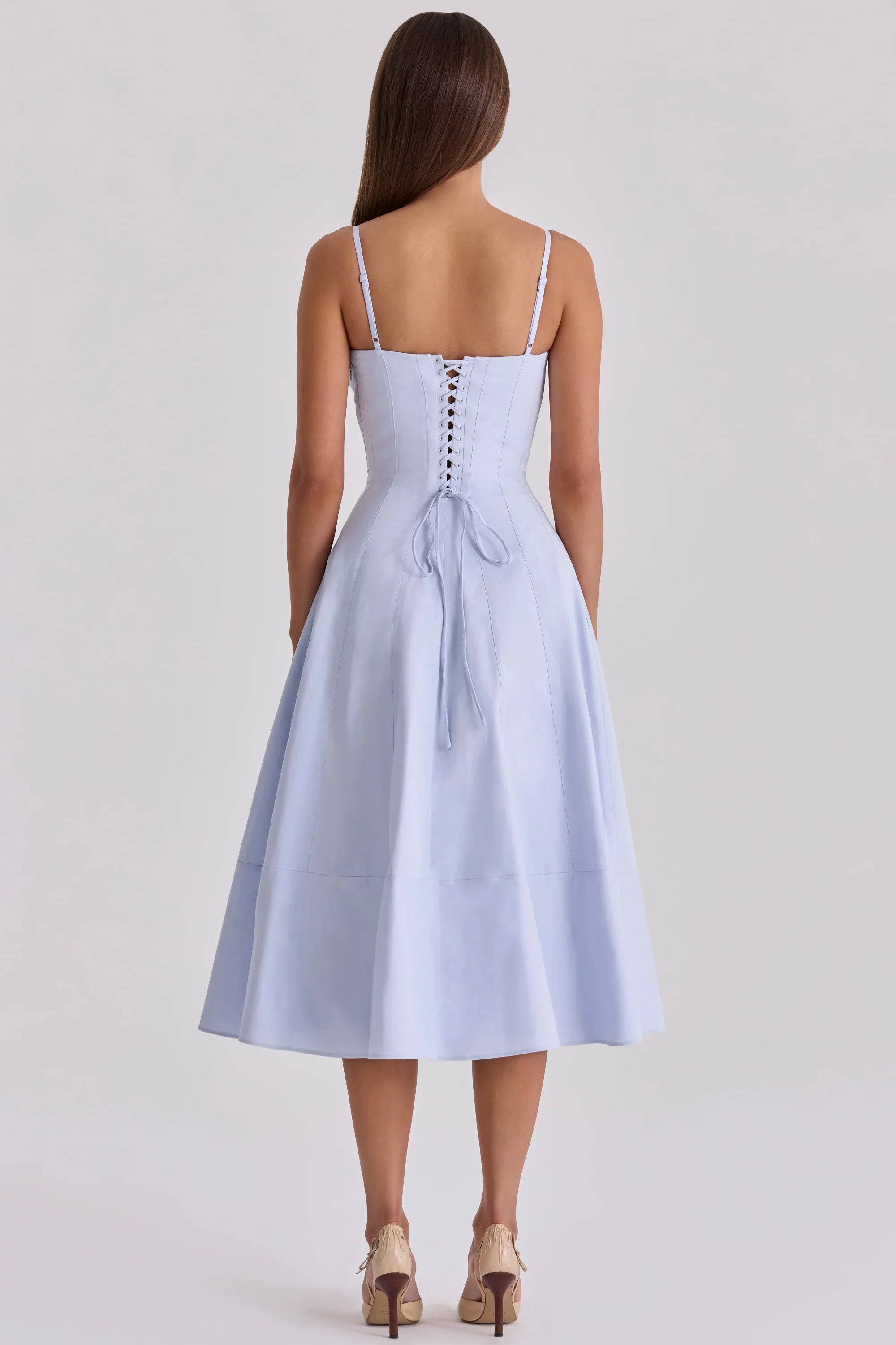 bluebell lace up cotton midi sundress