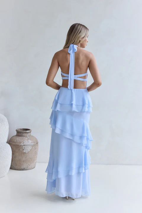 Path Of Fate Halter Maxi Dress Blue