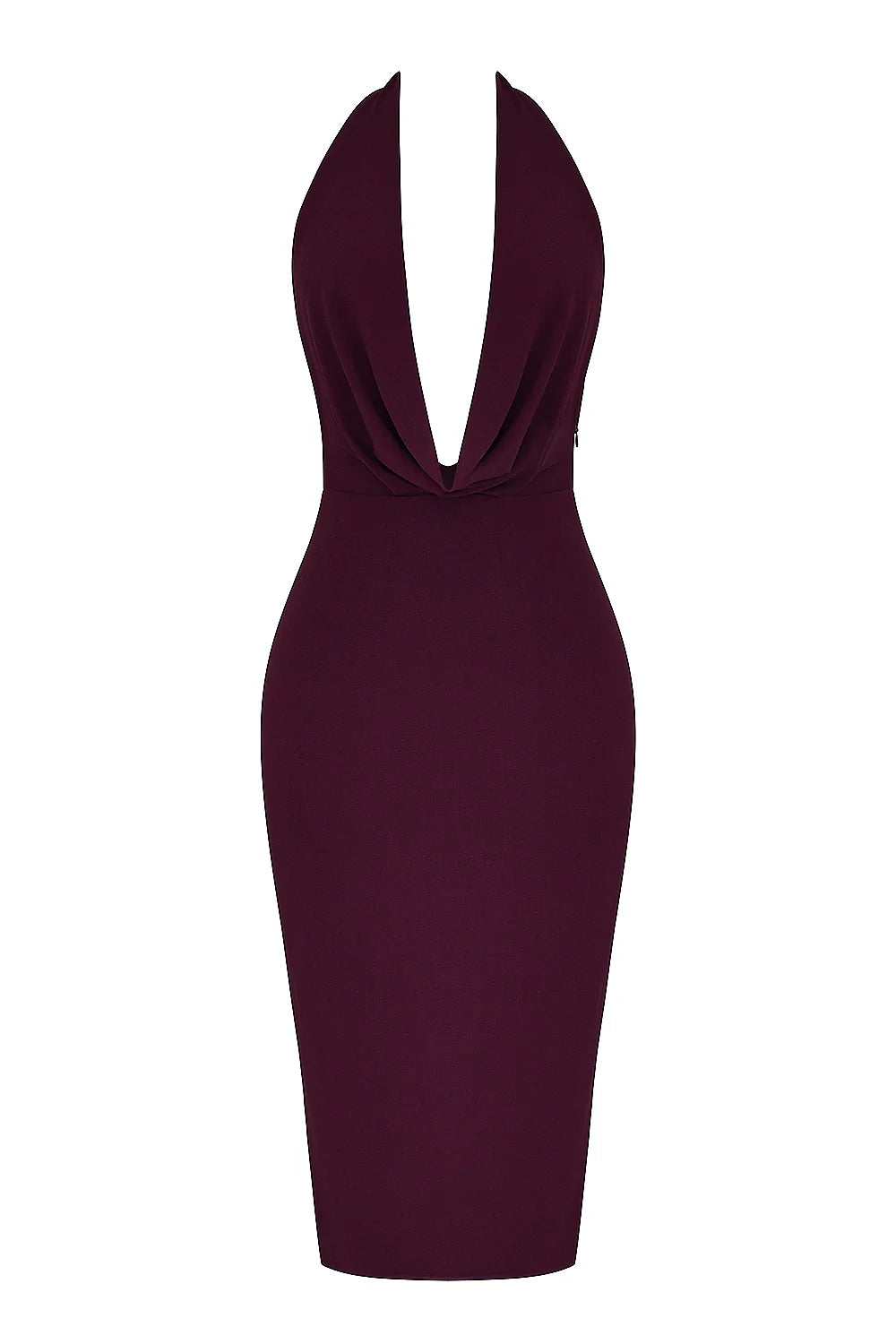 merlot draped midi dress