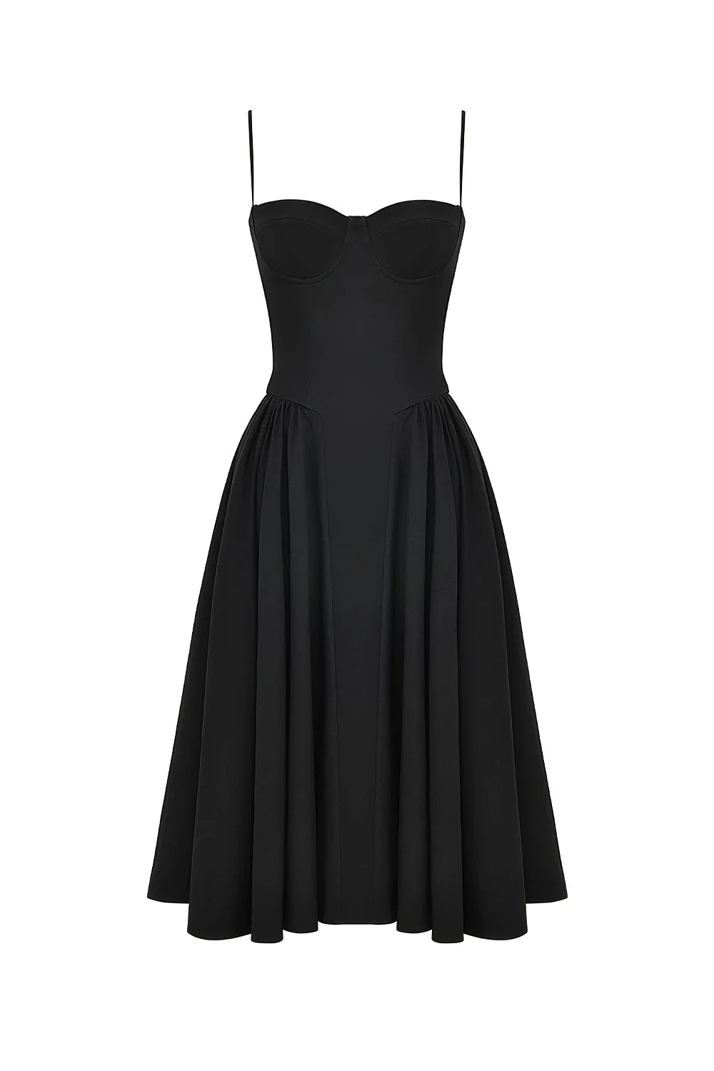 black corset midi dress