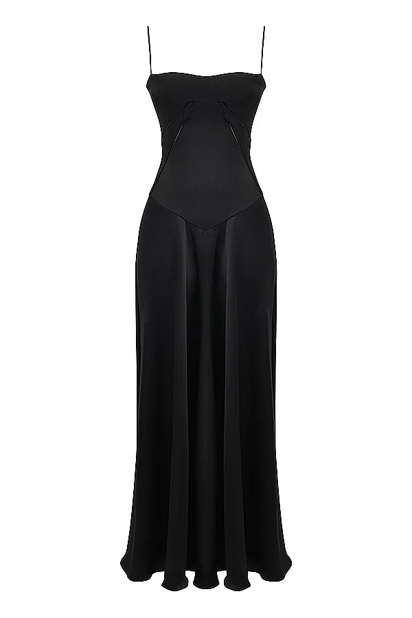 black lace up maxi dress