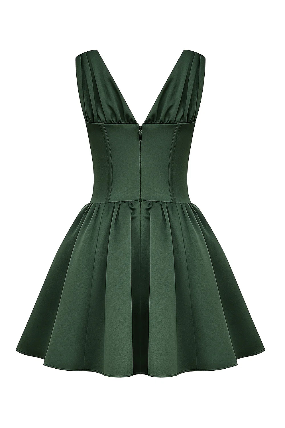 forest green satin mini dress