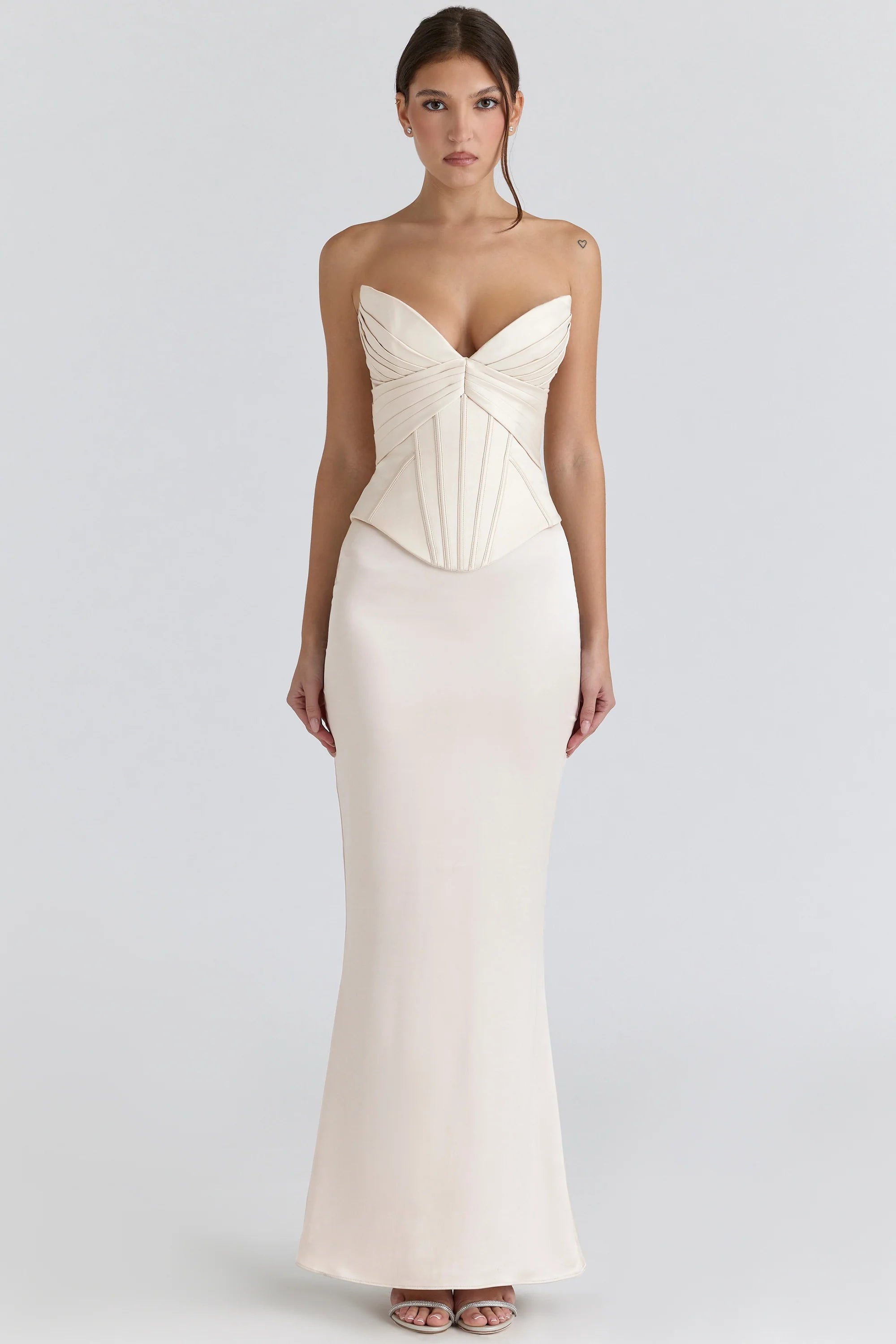 ivory satin corset maxi gown - limited edition