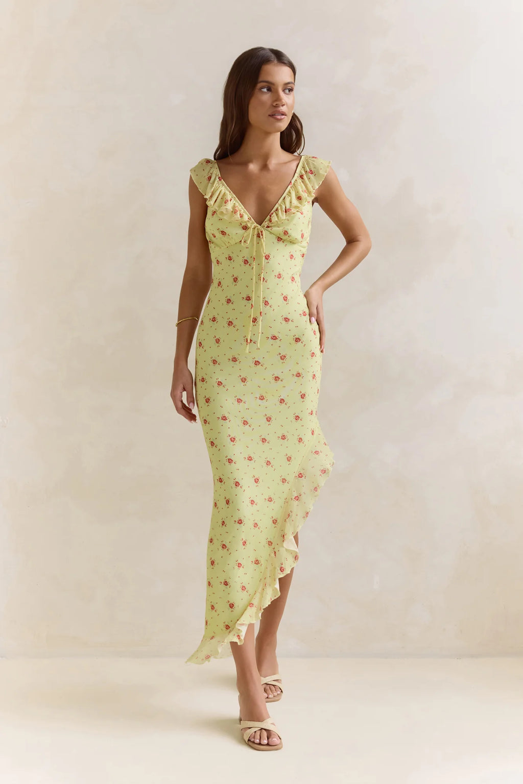 Imaginations Mesh Maxi Dress Yellow