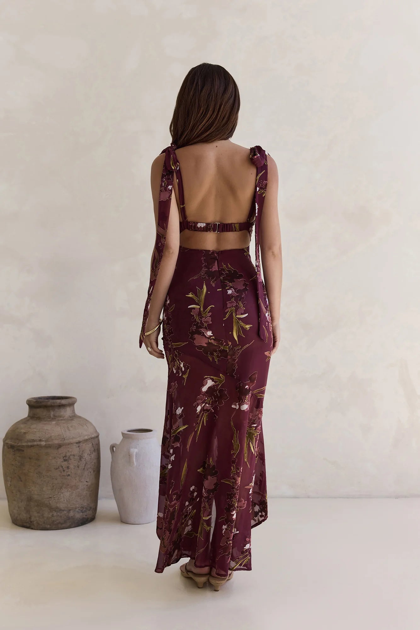 Night Garden Maxi Dress Burgundy