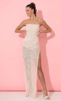 Sequin Maxi Dress in Peach