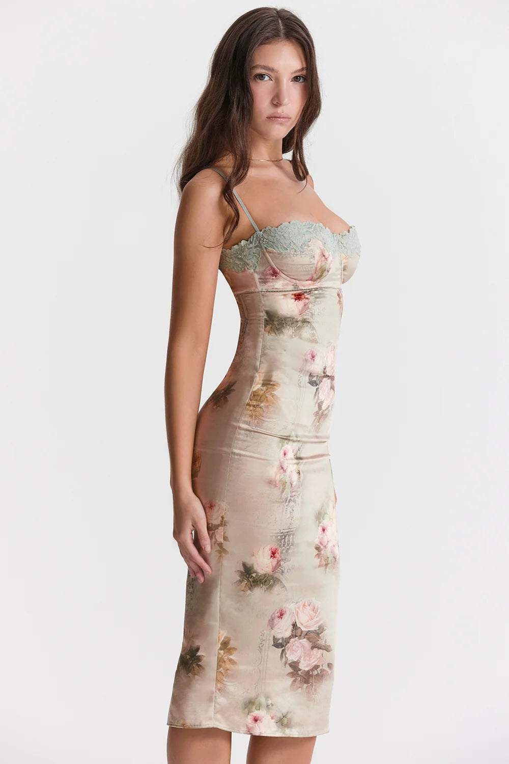 vintage floral midi dress