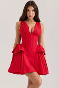 red cotton bow mini dress